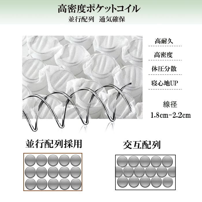 シングルマットレス 通気 硬め21cm ポケットコイル 竹炭 抗菌 防臭 新品