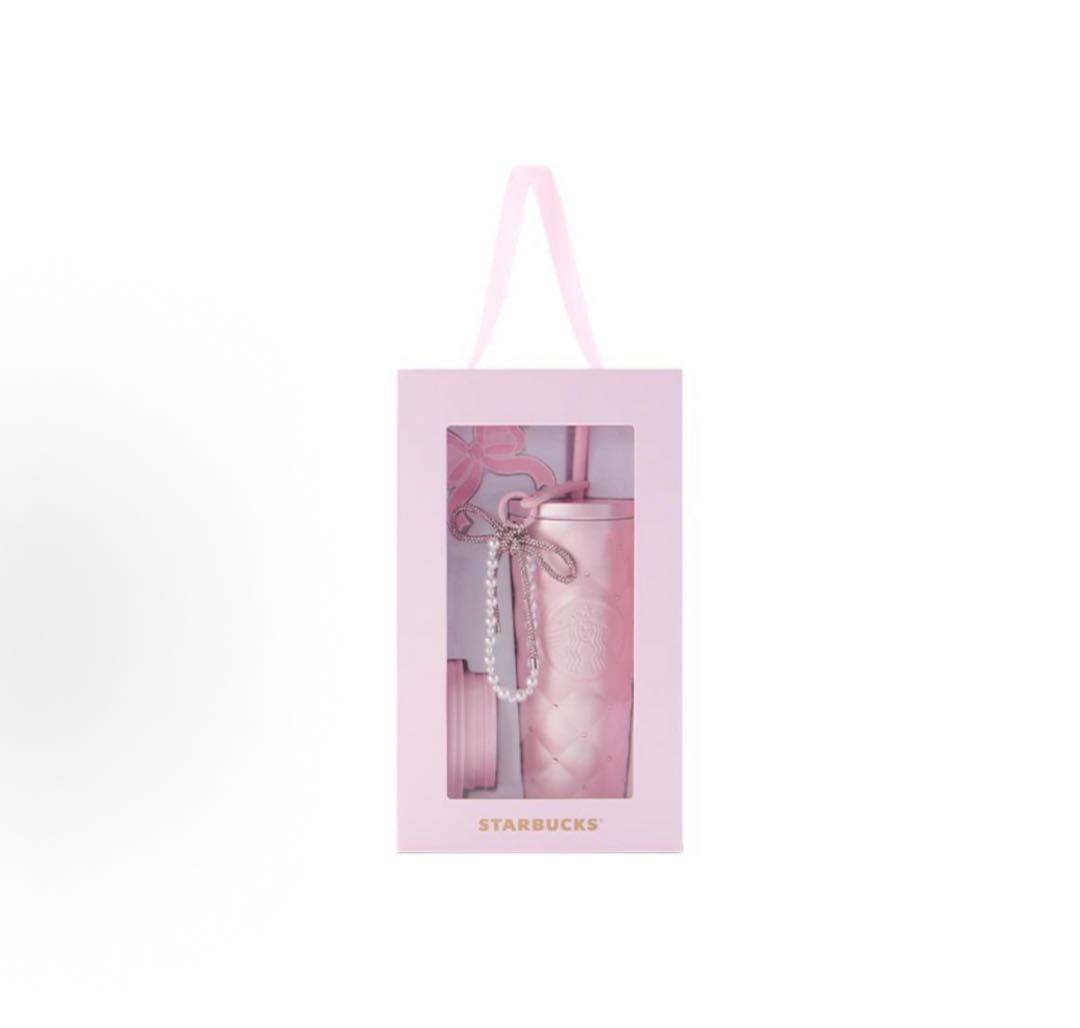 中国スターバックス　ステンレスタンブラー　ラインストーン　バレンタイン　チャーム