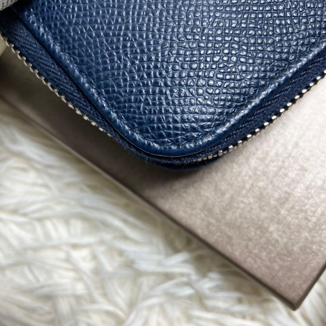 【未使用級】ブルガリ ラウンドジップ ビーゼロワンレザーネイビー FRID搭載