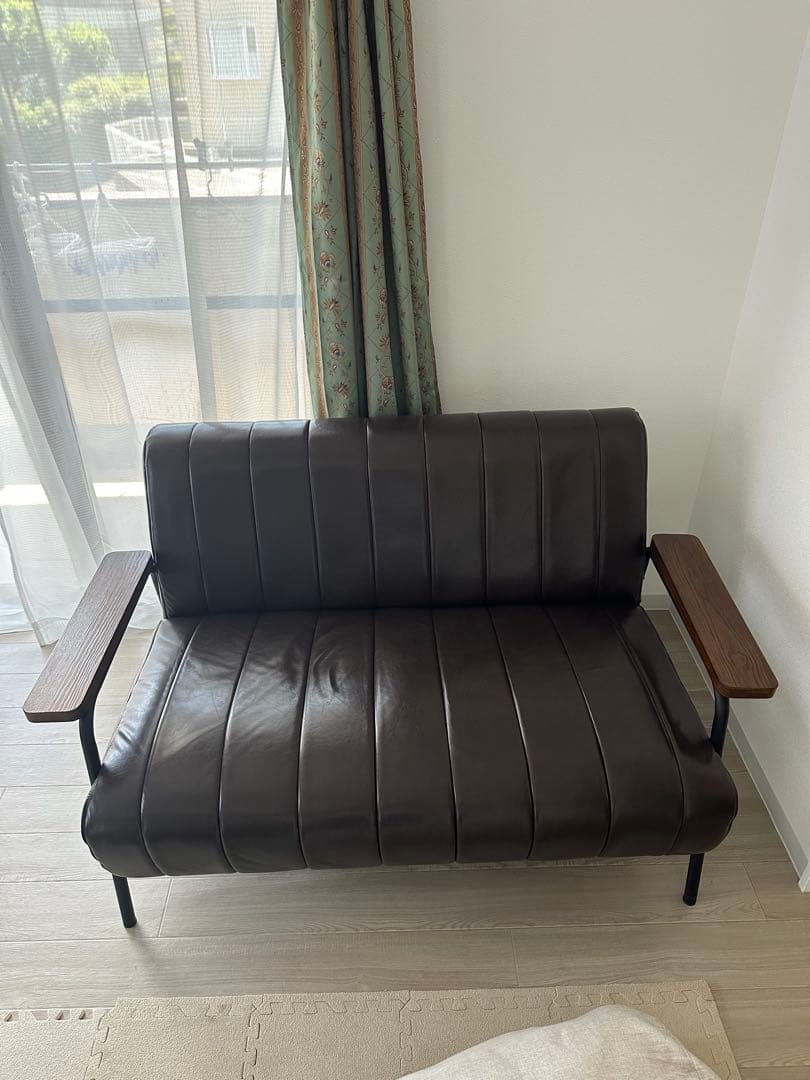 汚れに強い　合成皮革 2人掛けソファ(Nシールド ステイン2KD DBR)