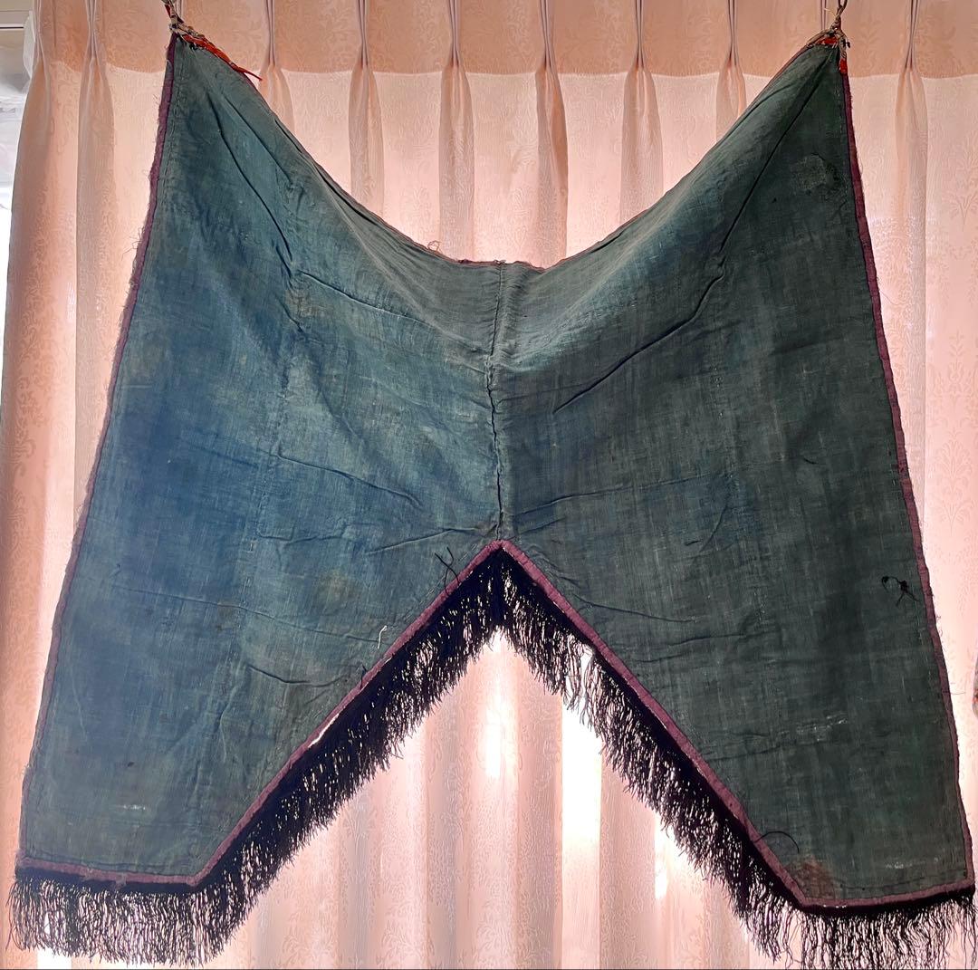 アンティーク トルコ 花柄ジャガード織り フリンジ付き 布飾り