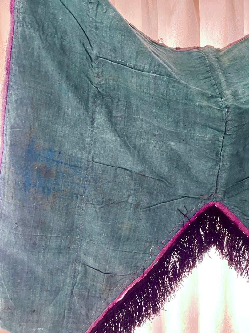 アンティーク トルコ 花柄ジャガード織り フリンジ付き 布飾り