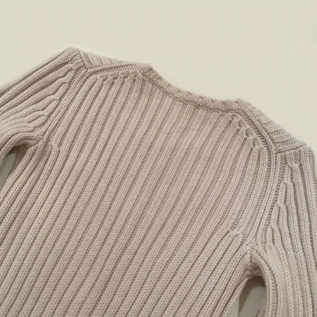 セオリー theory ベージュ リブ編み 長袖セーター ボタン付き ニット