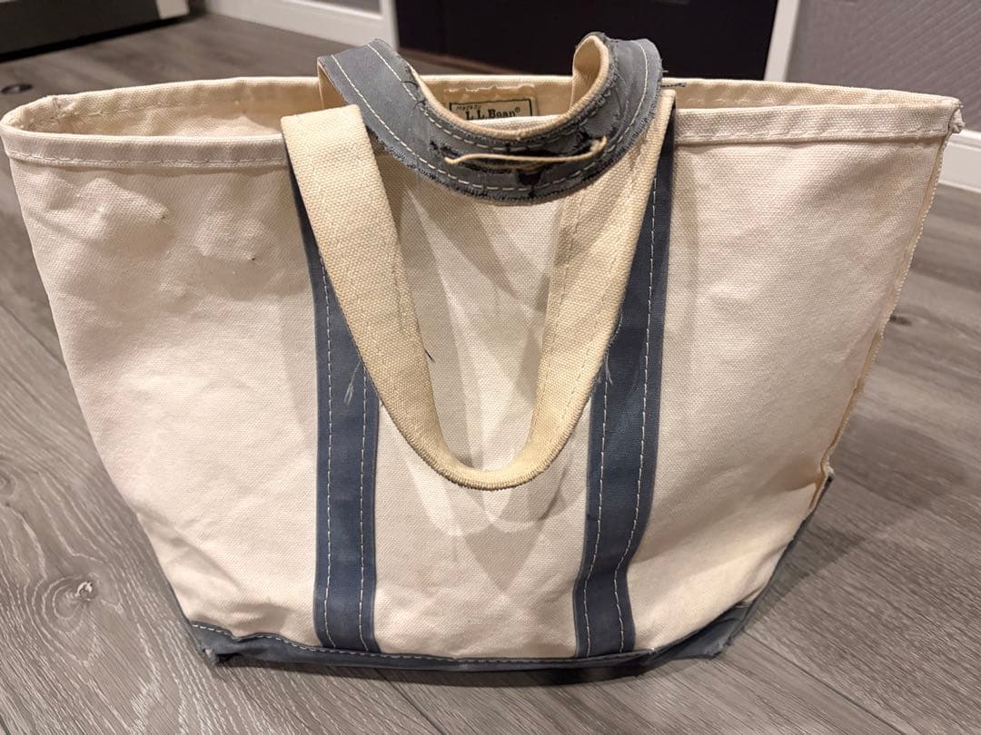 LLBEAN／トートバッグ／LARGE／NAVY／80s／旧タグ/鬼フェード