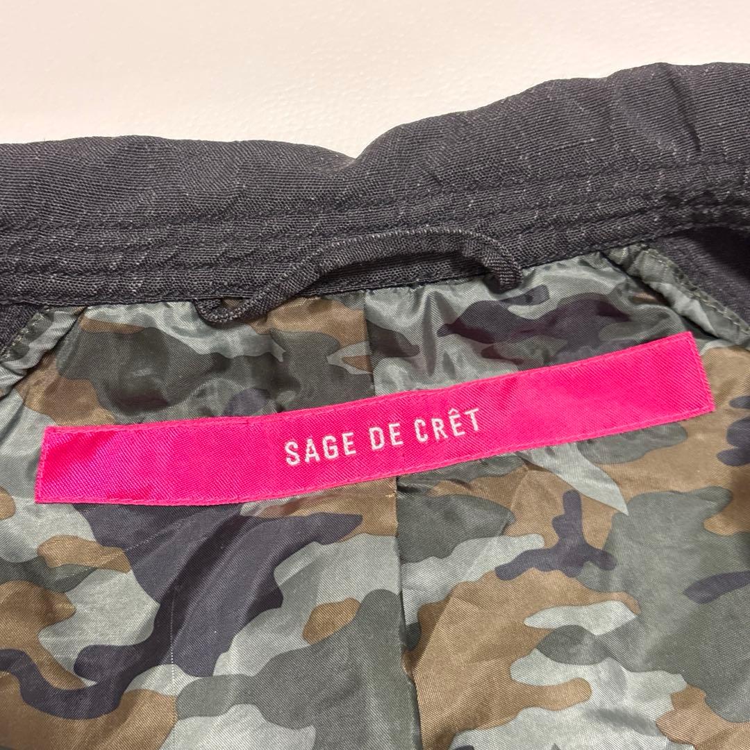 SAGE DE CRET リネンポリエステル交織シャンブレー ステンカラーコート