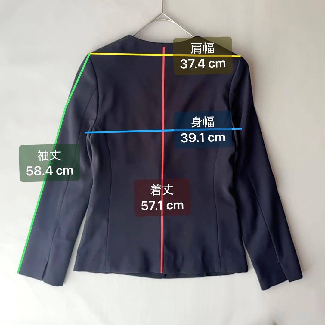 PLST 洗える ノーカラージャケット パンツ セットアップ ネイビー S