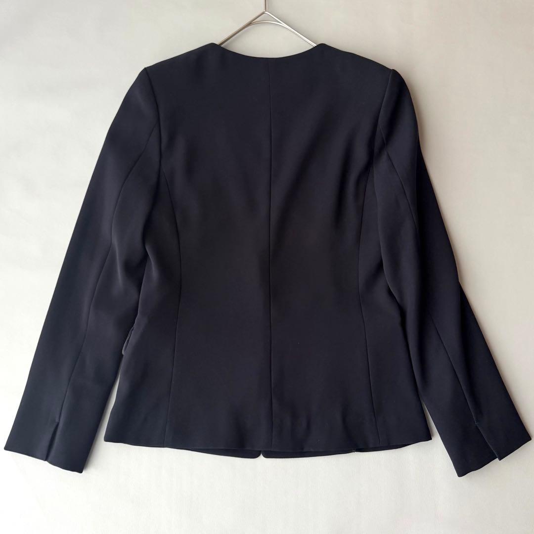 PLST 洗える ノーカラージャケット パンツ セットアップ ネイビー S