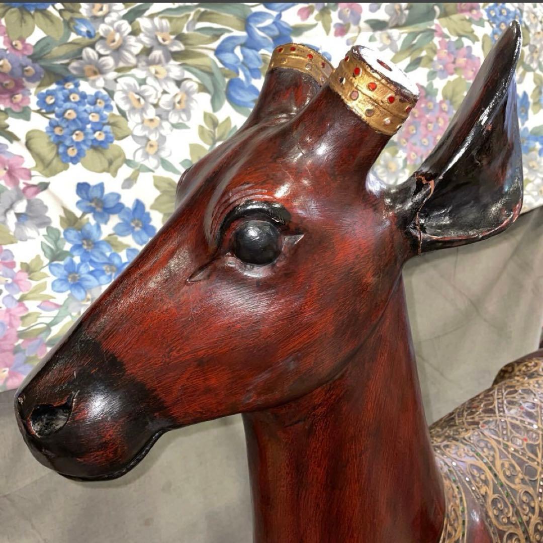 FRGMNT、特大　木製　トナカイ　鹿 シカ　置物　オブジェ　金装飾？