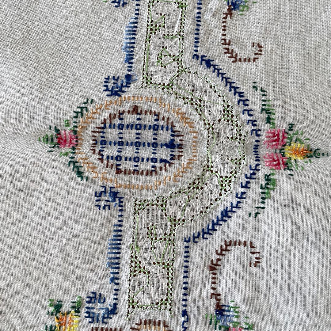 フランスアンティーク花の刺繍テーブルクロス豪華