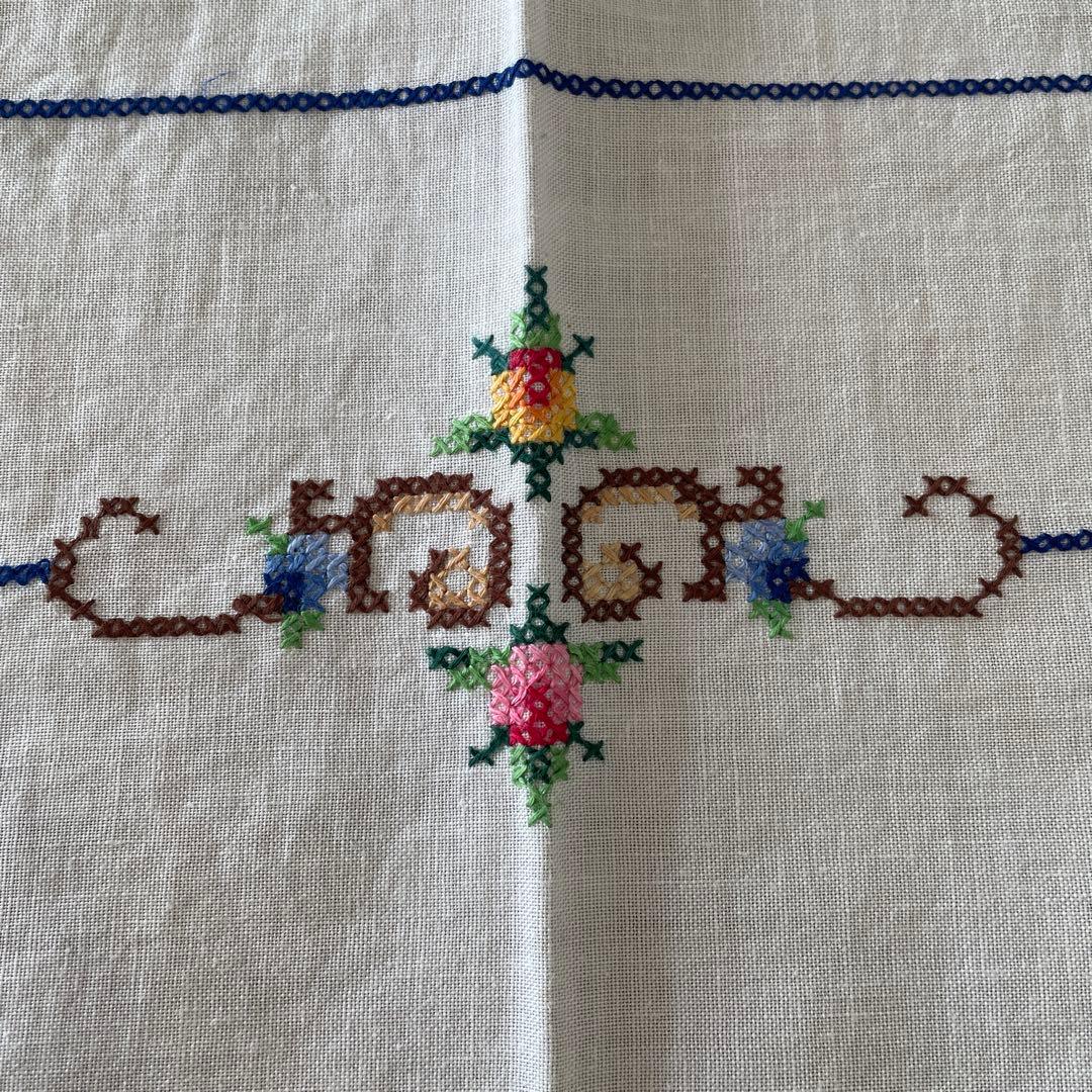 フランスアンティーク花の刺繍テーブルクロス豪華