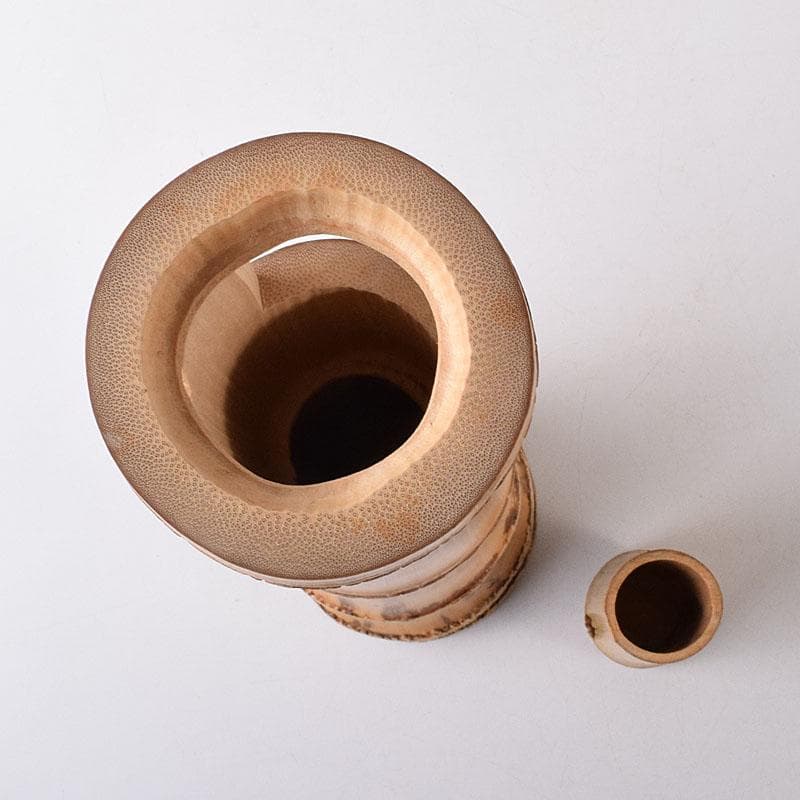 茶道具　竹器師　西川媒玄作　竹花入　銘春霞　前大徳　藤井誠堂極め箱　VR8726
