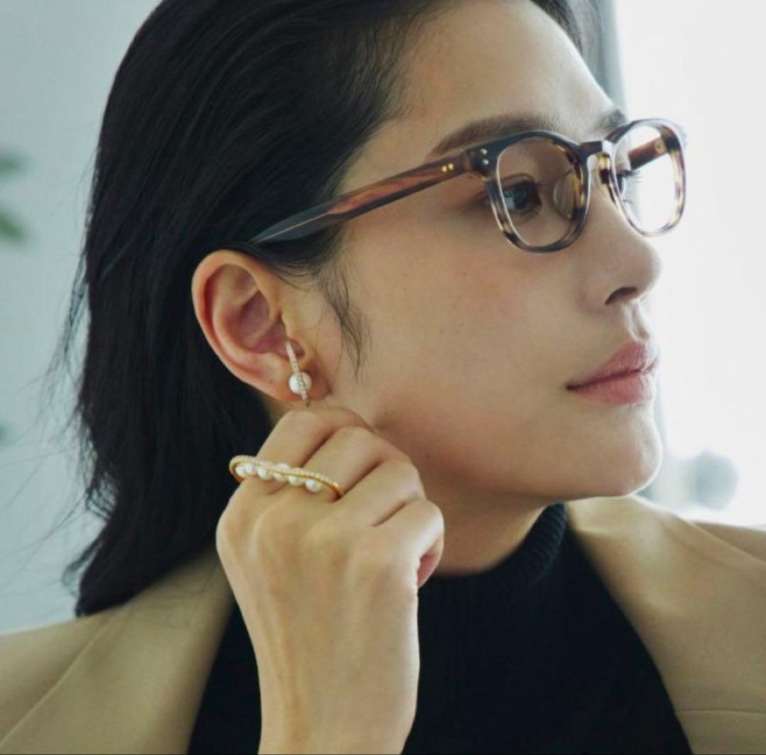 ビジューラインパールピアス(ゴールド) サージカルステンレス、アレルギー対応