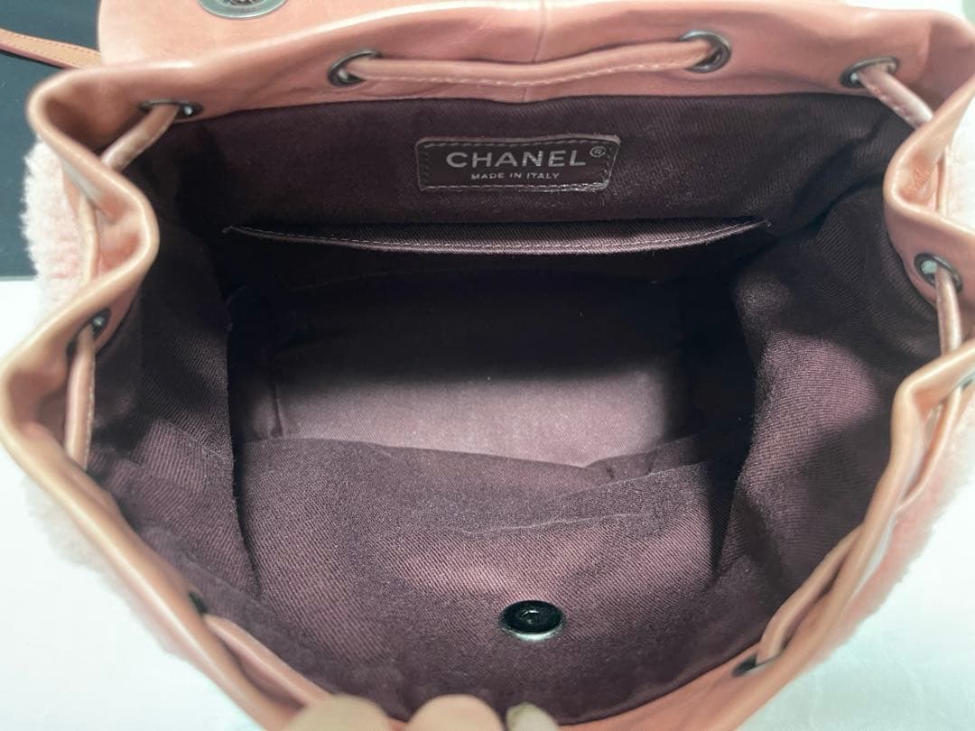 CHANEL ピンク　バックパック　ムートン　カーフ　リュック　ボア