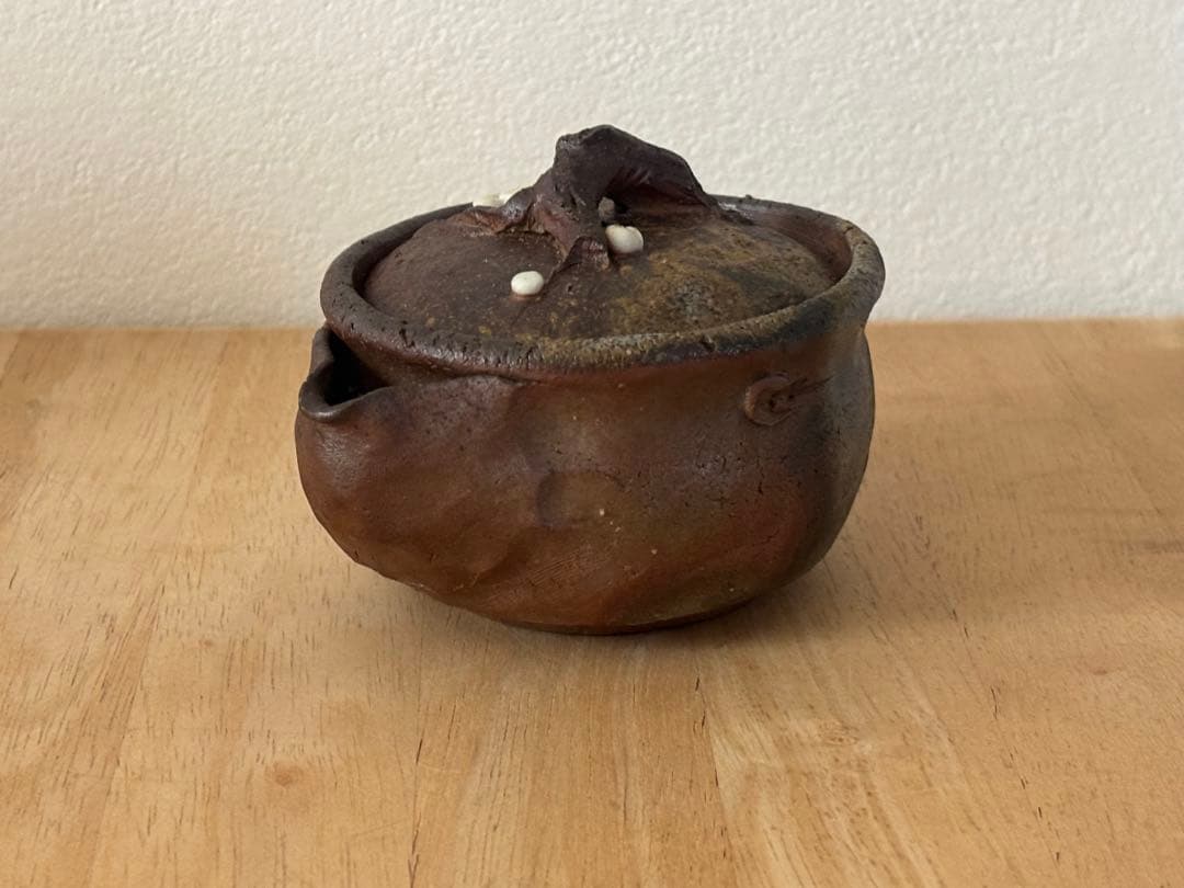 69.備前焼 宝瓶 登り窯 白梅 はくばい 梅 手びねり 急須