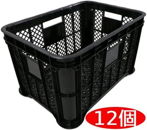 中古 採集コンテナ 黒色 平底12個 長方形 W520×D365×H305