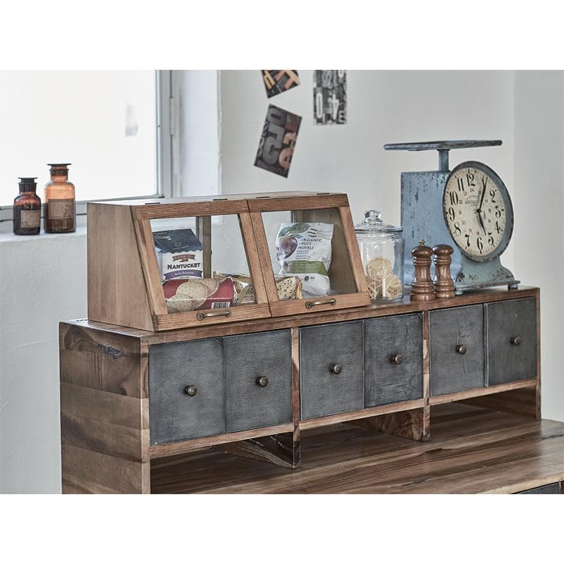 ウッドガラスショーケース/ブラウン/カウンター キッチン 木製