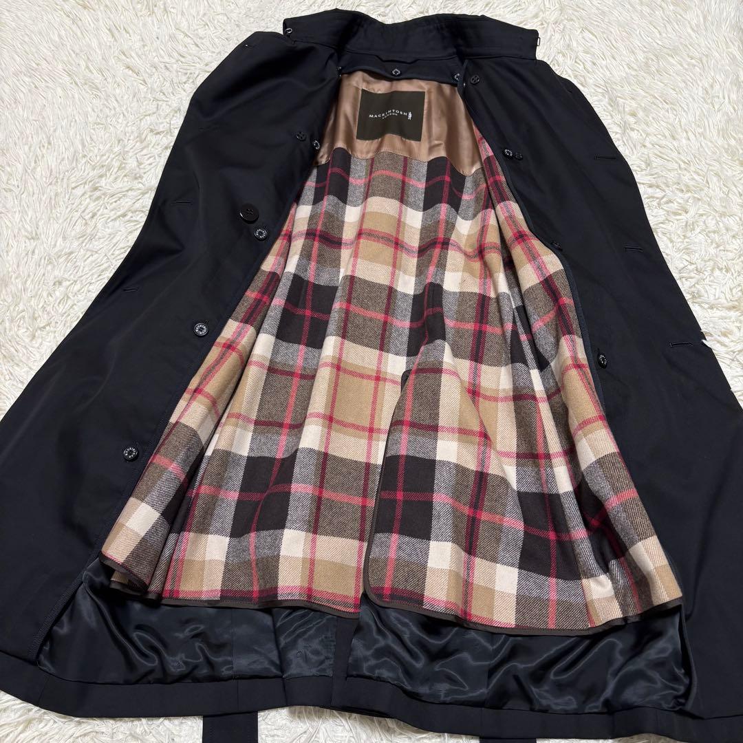 極美品 マッキントッシュ ライナー付き ブラック トレンチコート 黒 38