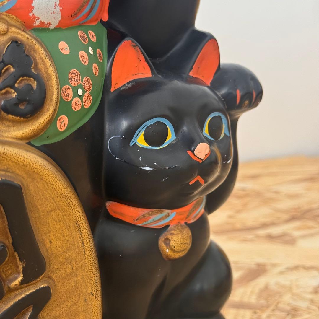 招き猫　3匹　当時物　黒猫