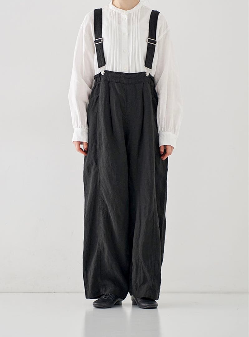 nest Robe リネン 超撥水ベイカーサロペット クロ