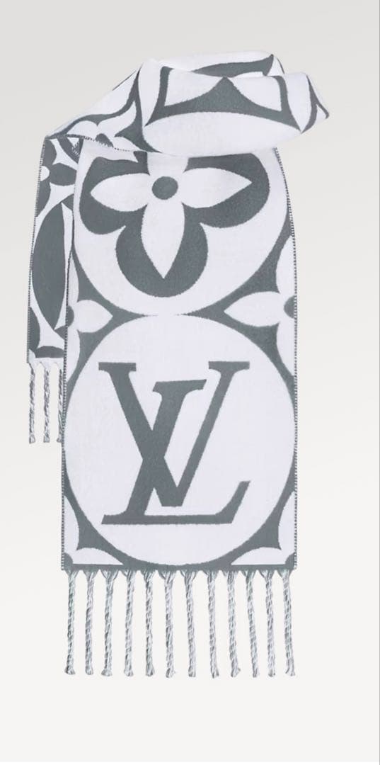 LOUIS VUITTON マフラー グレー/ホワイト