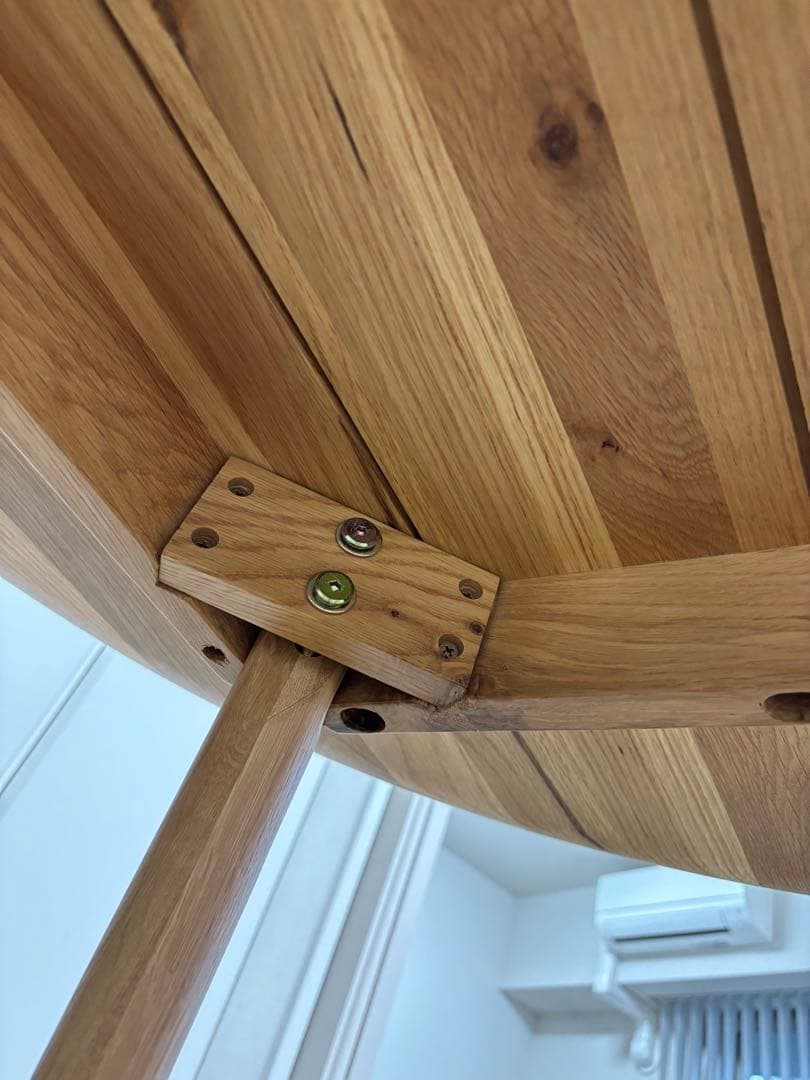 丸型　ダイニングテーブル　ホワイトオークW110cm