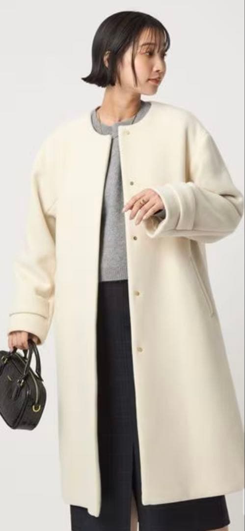 新品‼︎グリーンレーベルリラクシング セントデールウール ノーカラーロングコートS