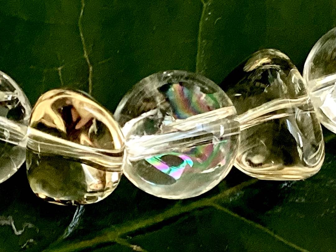 ✳虹入り天然石ブレスレット腕周り15cm お身近にいつも一緒の御守り　鑑別書付