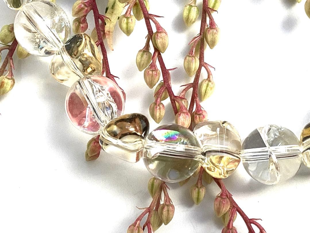 ✳虹入り天然石ブレスレット腕周り15cm お身近にいつも一緒の御守り　鑑別書付