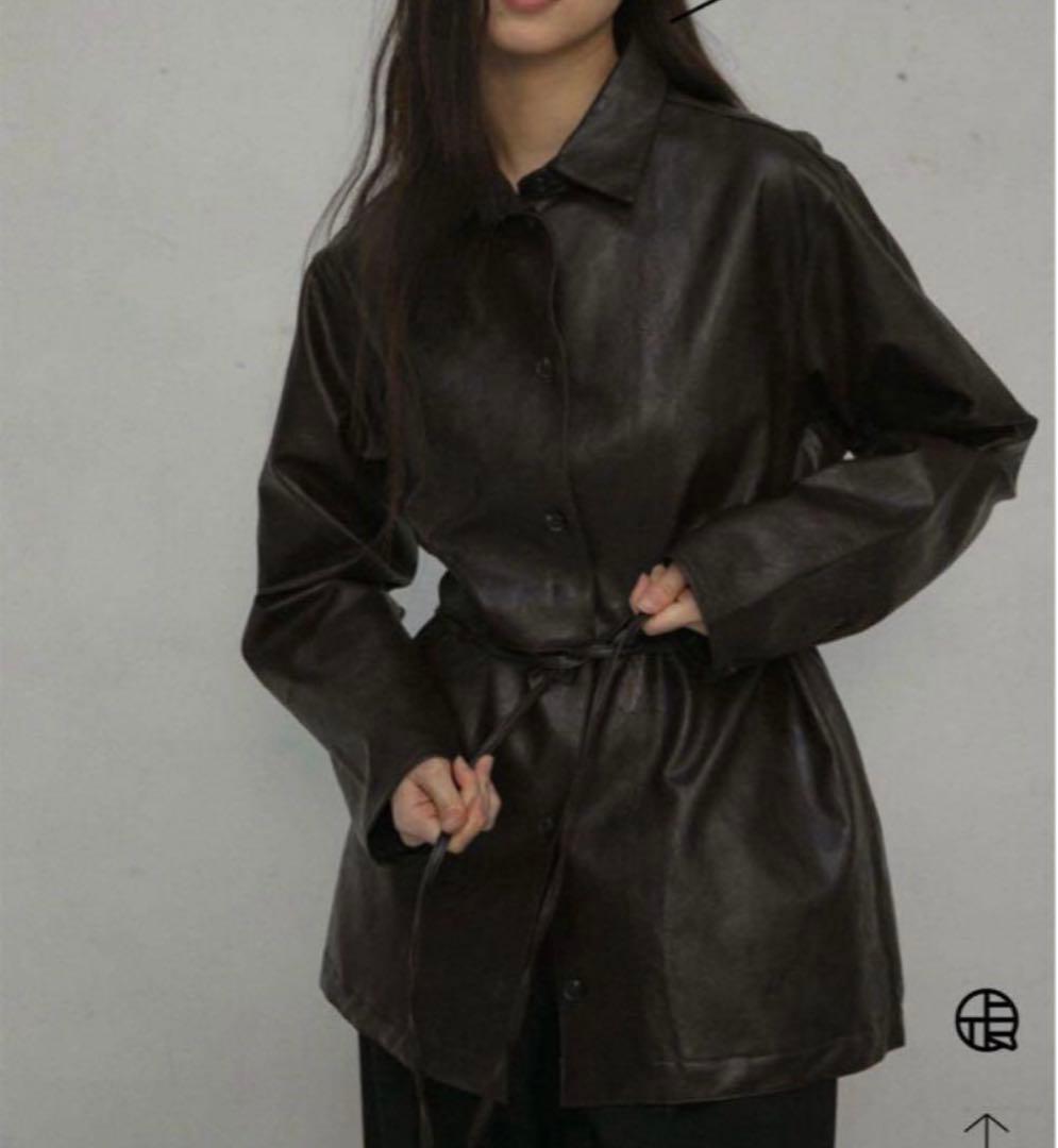 OHOTORO レザーシャツジャケット brown