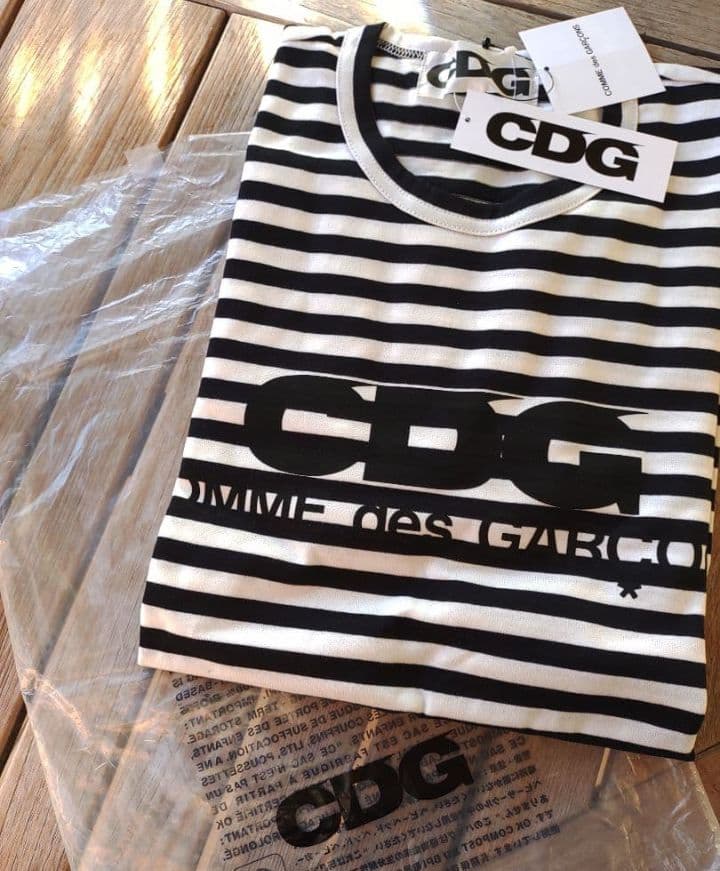 L　cdgコムデギャルソンCDG ボーダー長袖ＴシャツロングスリーブロンTシャツ