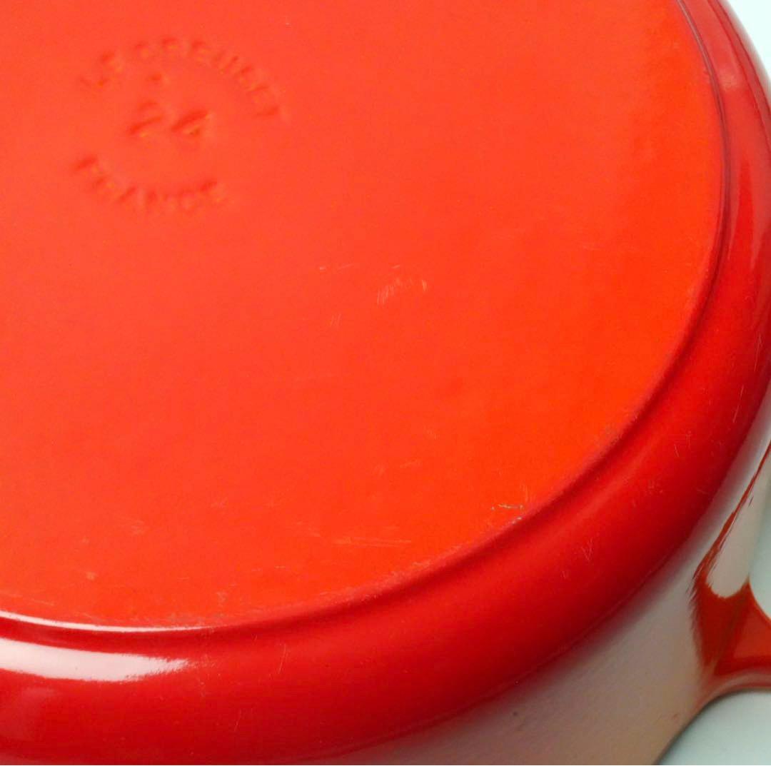 【美品】LE CREUSET　ココット ロンド オレンジ　24cm