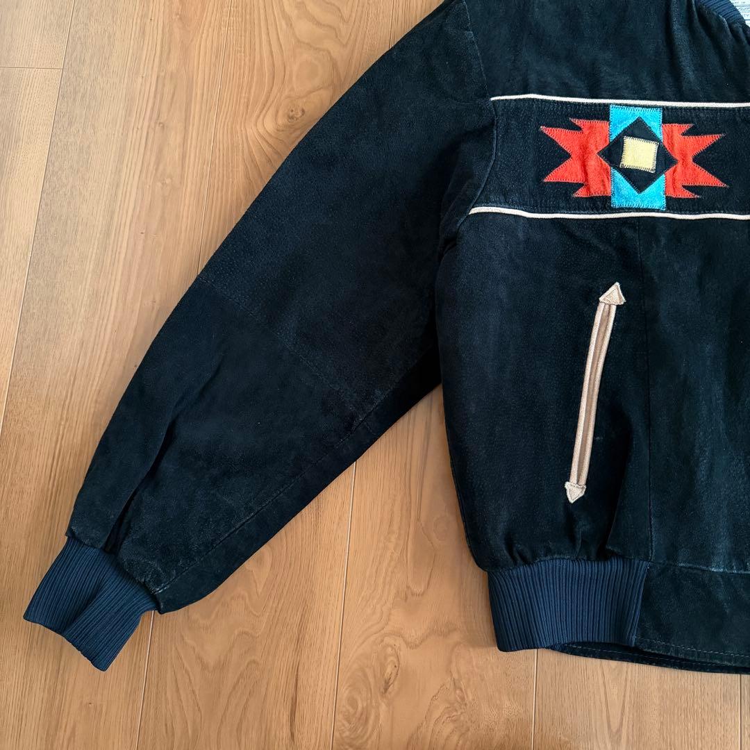 黒◎ PIONEER WEAR スエード レザージャケット ブラック USA