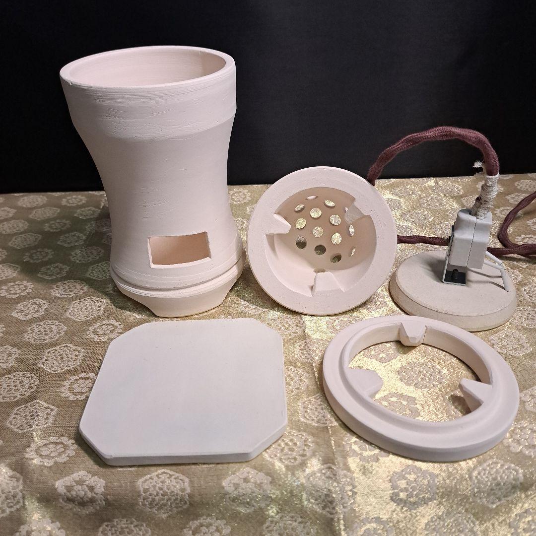 宇田芳宇 / 白泥 涼炉 京焼 煎茶道具 茶炉 風炉 陶印　B2M1