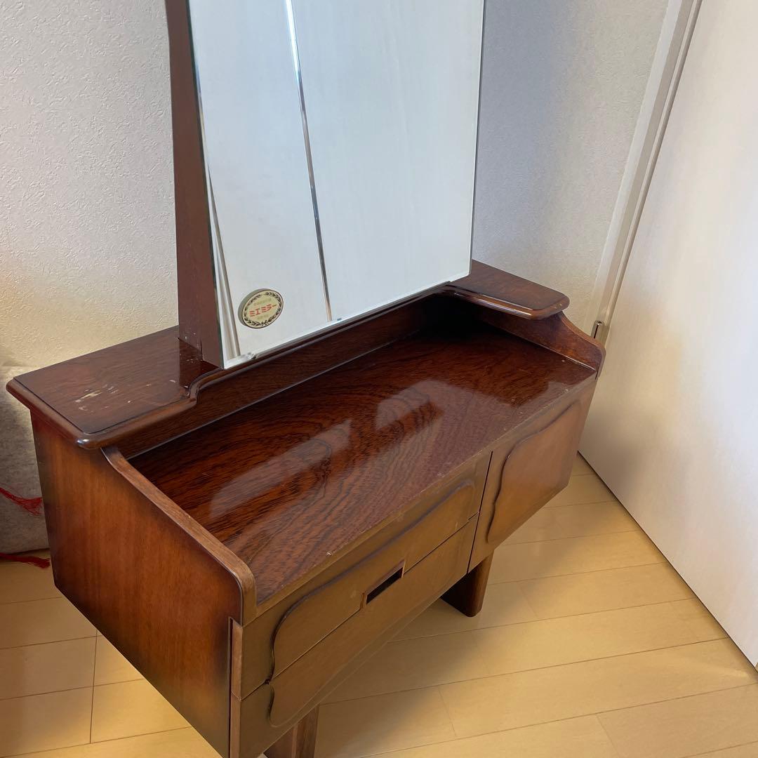 木製鏡台　 銅引鏡 エミミラー　昭和レトロ