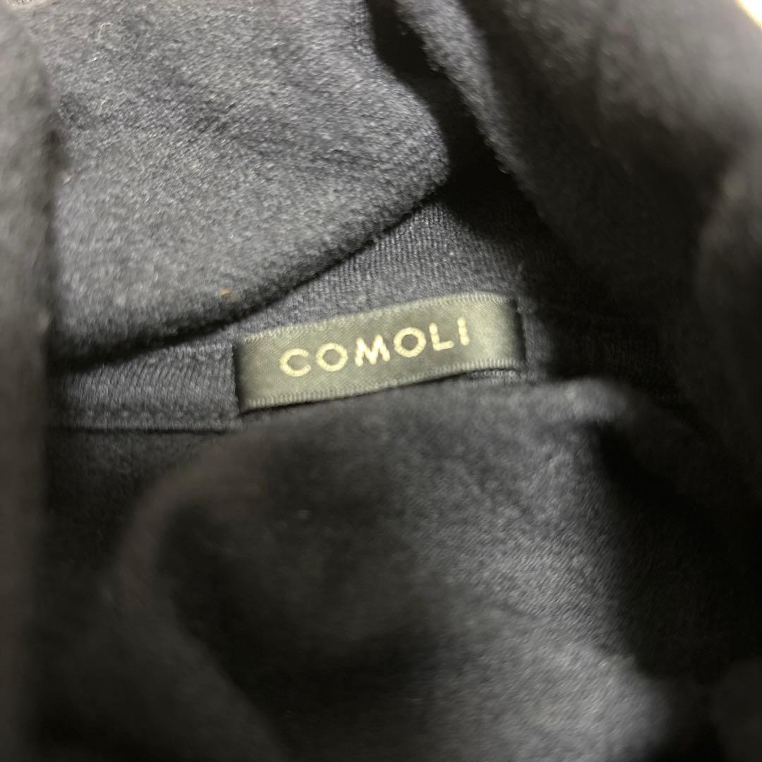 COMOLI ネイビー ウール天竺長袖タートルネック