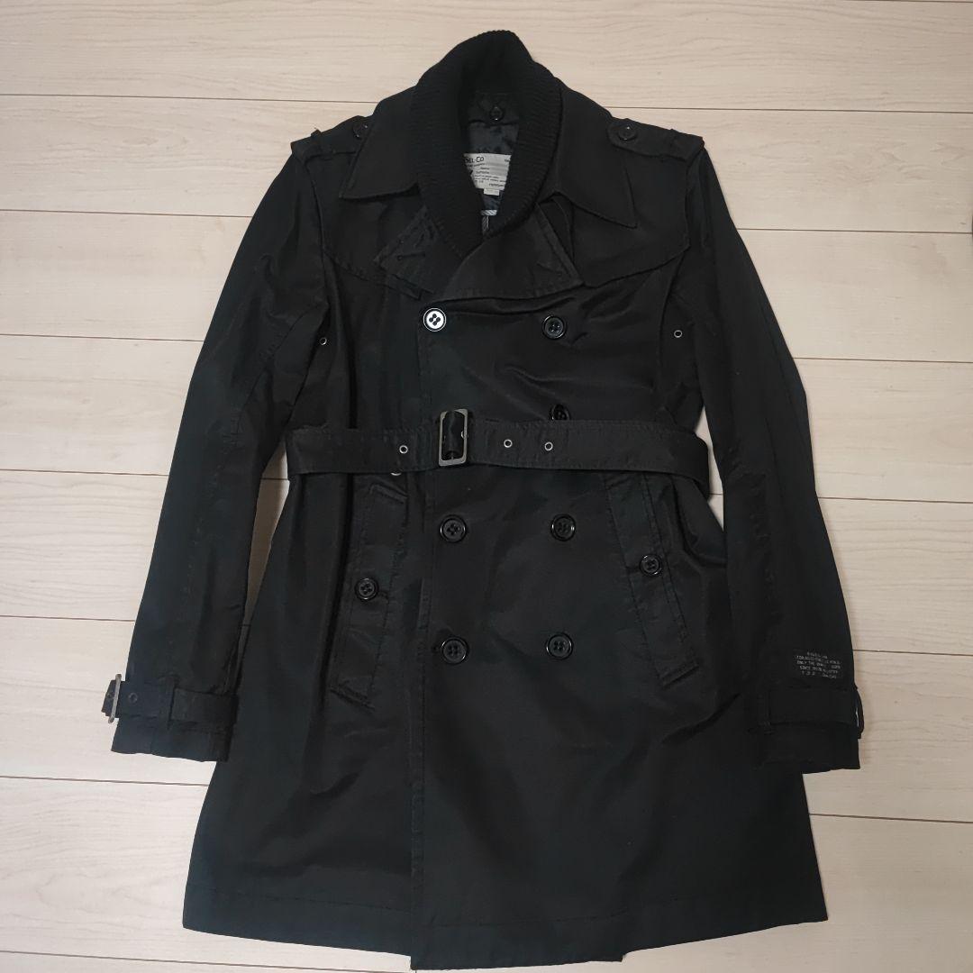 DIESELブラック トレンチコート ウエストベルト付き