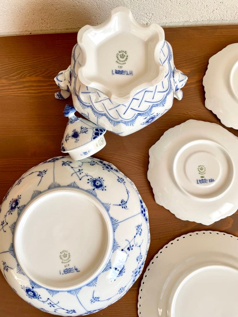 新品 ロイヤルコペンハーゲン ブルーフルーテッド ティーセット 皿 デンマーク製