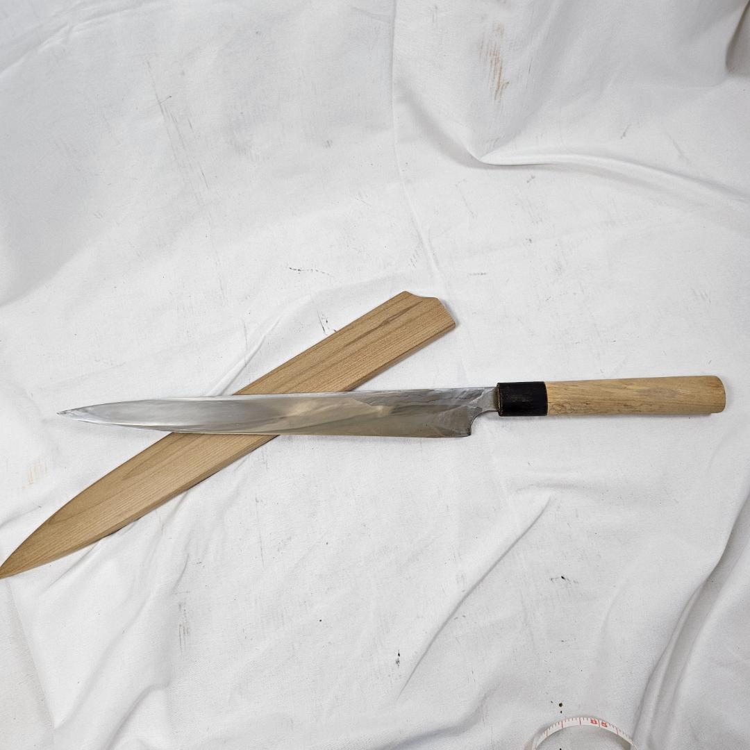 【希少】重房作 柳刃包丁 尺 鍛地/美しい刃文・鞘付木箱