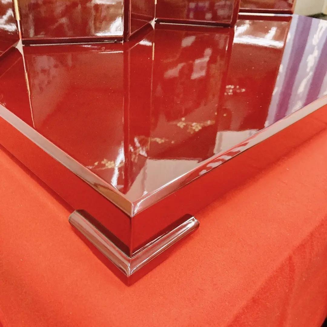 F1-3 美品！高級　溜塗り加工　雛飾り台と屏風のみ　巾80㎝位　親王飾り台