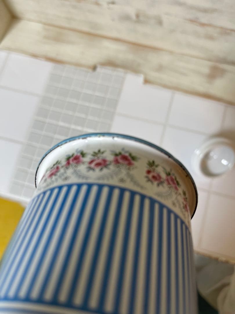 ホーロー　キャニスター　花柄　ブルー　5個セット