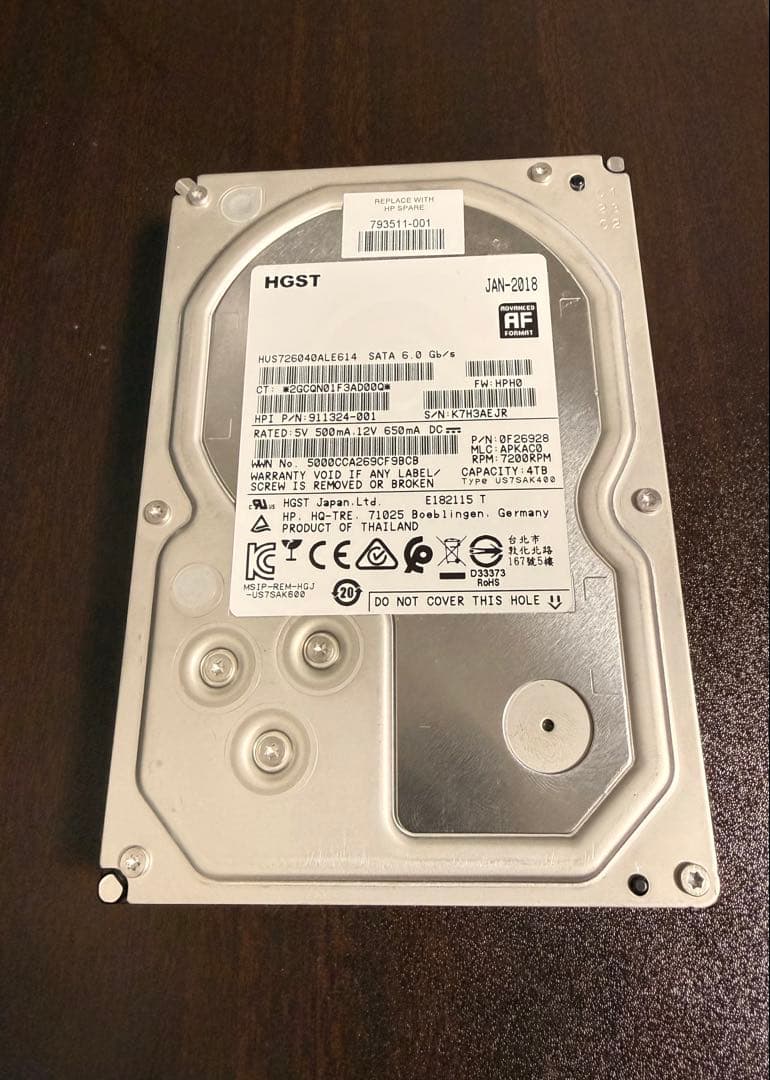 HGST 4TB SATA HDD 7200RPM 3.5インチ