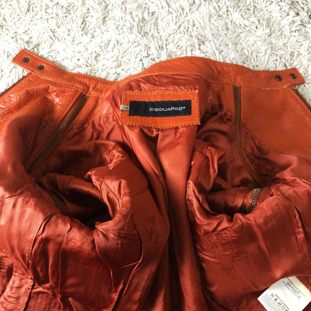 【オレンジ】dsquared2　レザージャケット　本革　牛　ディースクエアード
