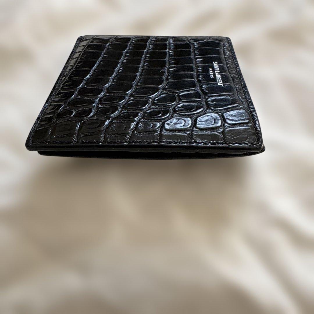 人気✨サンローラン　SAINT LAURENT 財布　クロコ型押し　二つ折財布