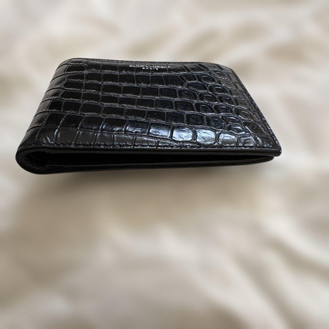 人気✨サンローラン　SAINT LAURENT 財布　クロコ型押し　二つ折財布