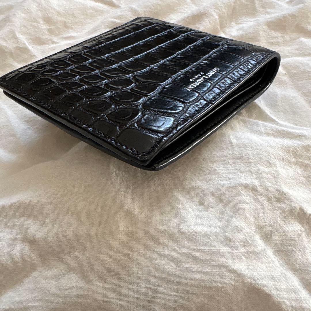 人気✨サンローラン　SAINT LAURENT 財布　クロコ型押し　二つ折財布