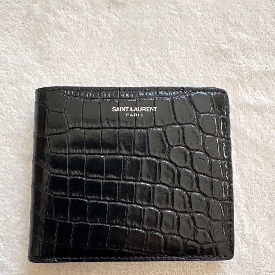 人気✨サンローラン　SAINT LAURENT 財布　クロコ型押し　二つ折財布