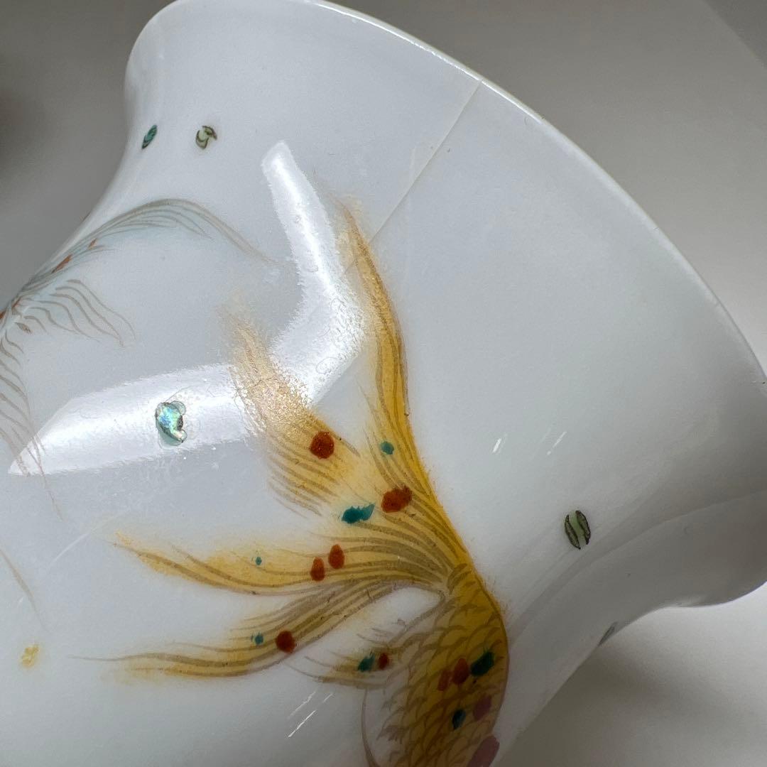 中国美術　粉彩蓋茶碗5客　口径約9㎝　東Y8-0204☆2Fタトチ