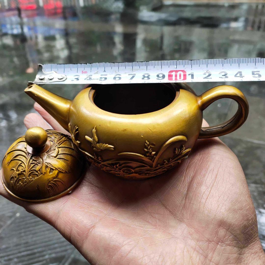銅器 花鳥茶壺 酒壺 茶道具 煎茶器 工芸品 置物
