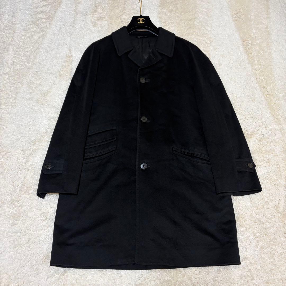 エルメネジルドゼニア　チェスターコート　ロング丈　カシミヤ100 ブラック　L