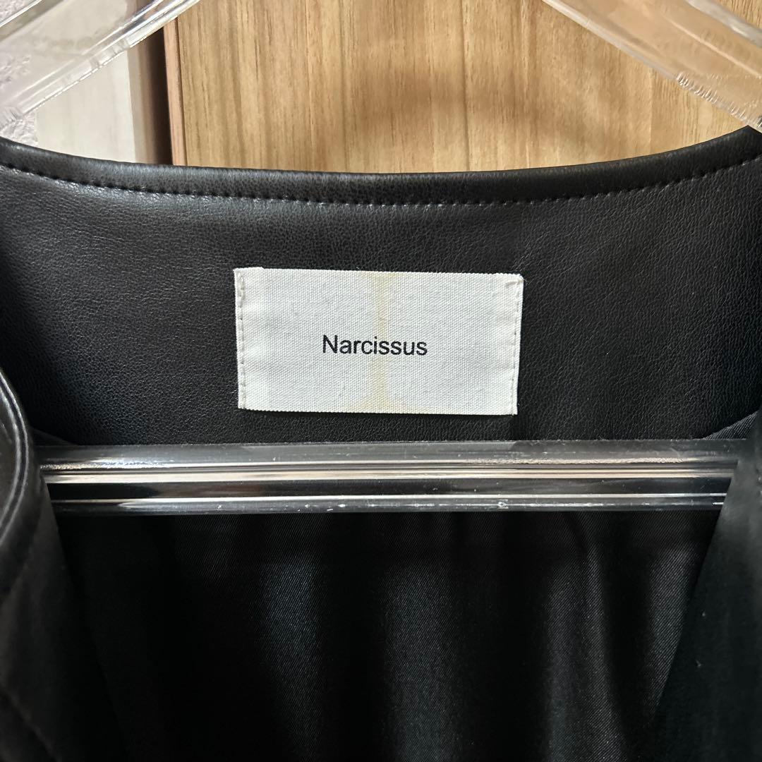 Narcissus レザージャケット ファー コート 黒 ブラック